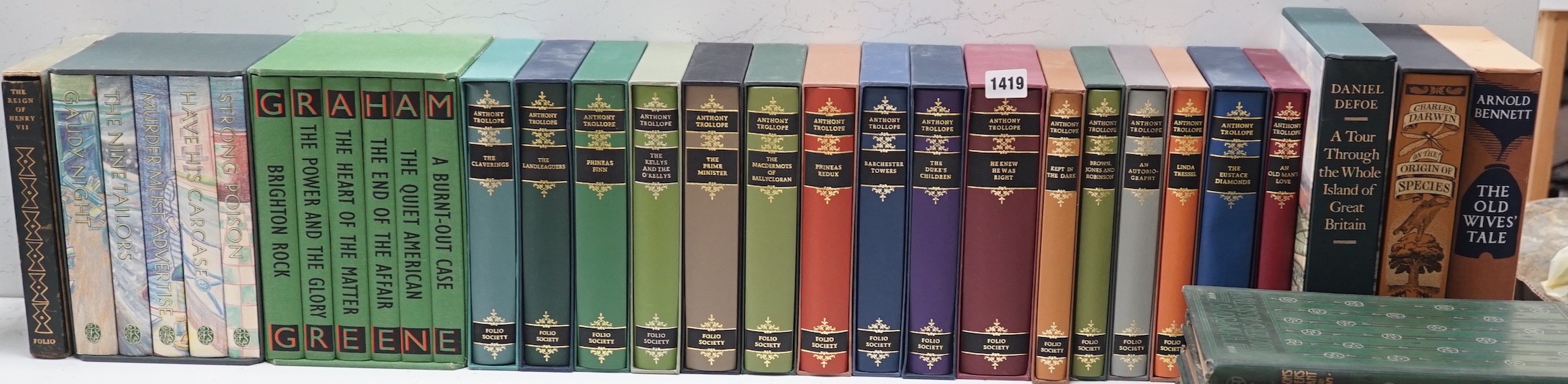 A quantity of Anthony Trollope and Graham Greene novels, together with others